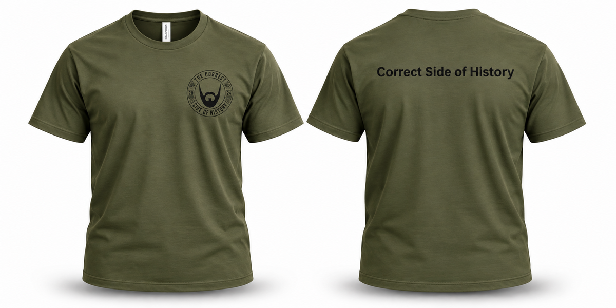 Olive Drab Green Correct Side of History T-shirt front and back