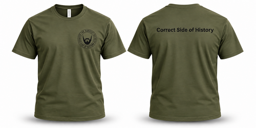 Olive Drab Green Correct Side of History T-shirt front and back